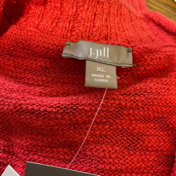 J. Jill Cotton Blend Button Front V-neck Cardigan Sweater Sangria Red Sz XL NWT - Picture 9 of 13